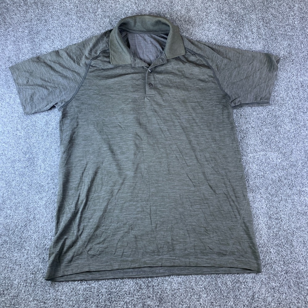 Lululemon Metal Vent Tech Polo Shirt Mens M Heathered Olive Green Golf Resort